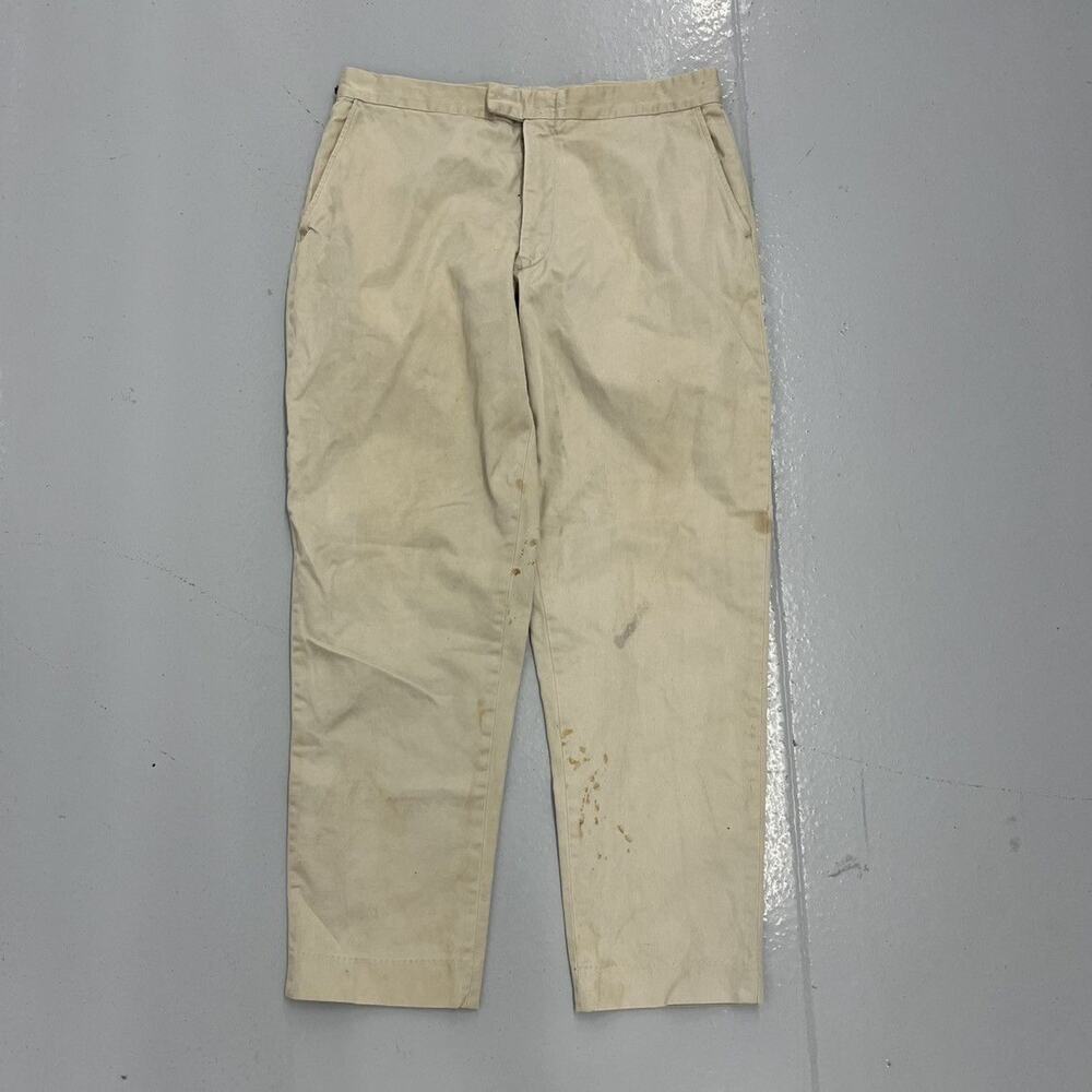 Vintage 60s Beige Sanforized Workwear Cotton Chinos 32x28